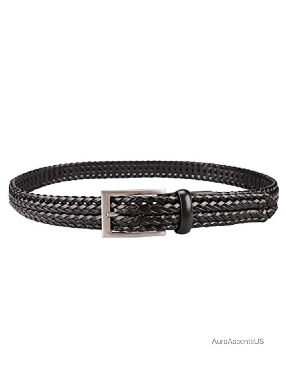 Men's Braided Leather Belt Hand-Woven Casual Dress Belt